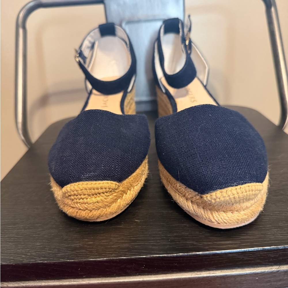 Jack Rogers Dark Blue Espadrille Wedges Sz 8 - Picture 3 of 12